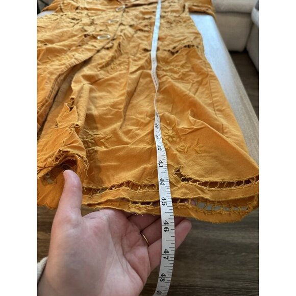 Free People Susanna Cutwork Eyelet Lace Longline Duster Jacket Pumpkin Small - Picture 10 of 10